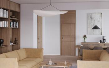 PORTA LEVEL LINE_L3_Okleina_GRUPA II_Dąb Arles Toffee_Ośc Level 100_Intarsje Czarny_Klamka Lago_Czarny_Poziom ukos